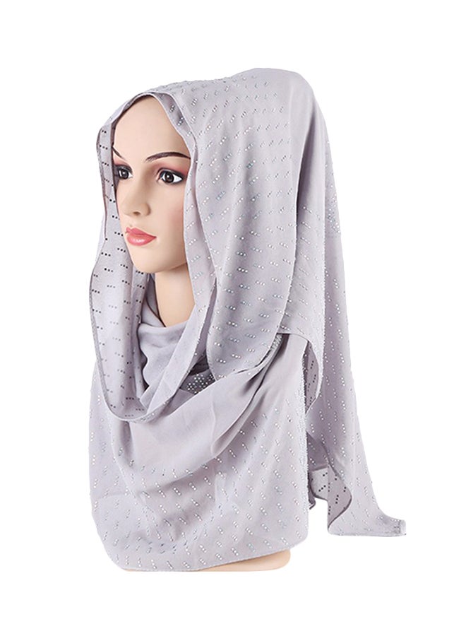 جوي شيك وشاح حجاب مزخرف رمادي  - Image 2