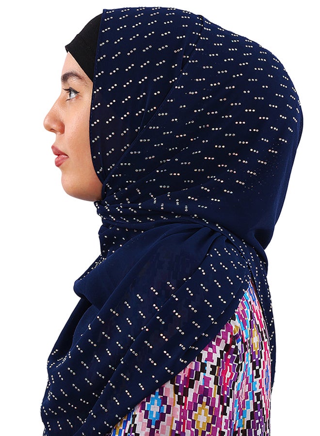Joychic - Embellishing Hijab Scarf Navy Blue - Image 1