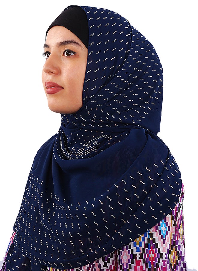 Joychic - Embellishing Hijab Scarf Navy Blue - Image 1