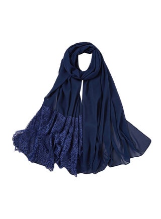 Lace Stitching Chiffon Scarf Navy Blue - v1596458071/N39451648V_3