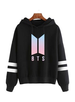 BTS Logo Print Hoodie Black