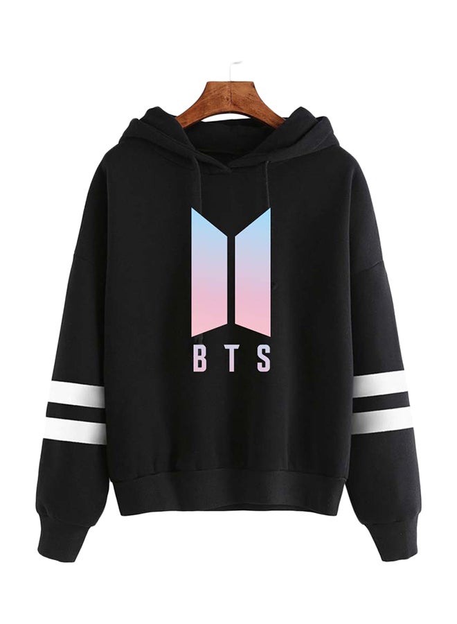 Joychic - BTS Logo Print Hoodie Black - Image 1