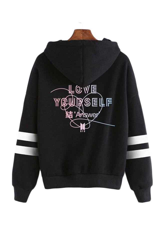 Joychic - BTS Logo Print Hoodie Black - Image 1