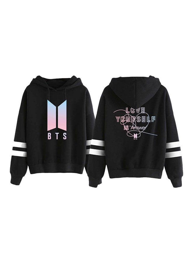Joychic - BTS Logo Print Hoodie Black - Image 1