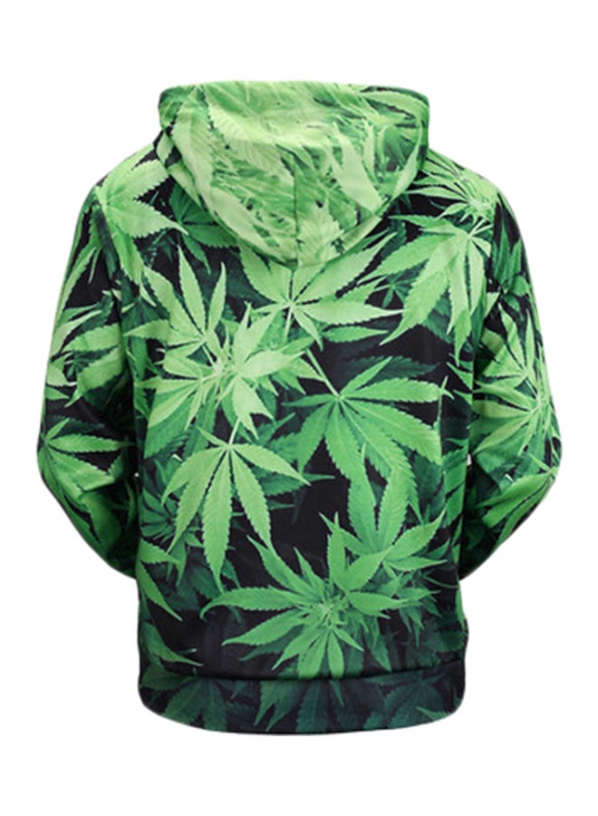 جوي شيك هودي بطبعة أوراق شجر أخضر/أسود - Image 2