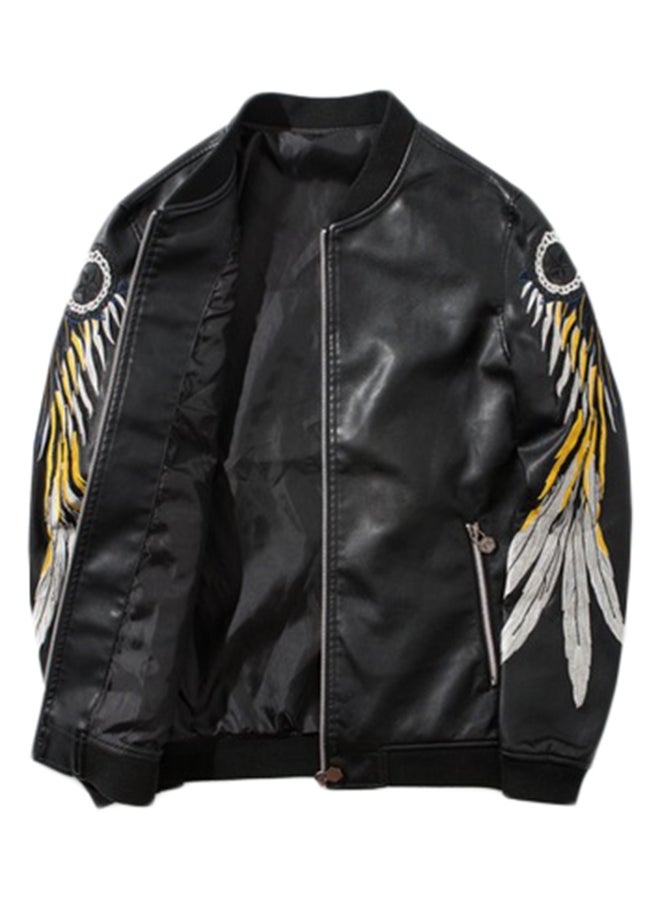 جوي شيك جاكيت منفوخ بأكمام مطبوعة أسود - Image 2