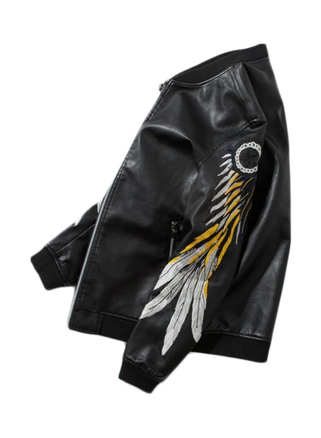 جوي شيك جاكيت منفوخ بأكمام مطبوعة أسود - Image 4