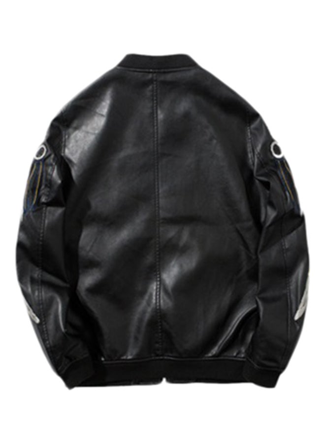 جوي شيك جاكيت منفوخ بأكمام مطبوعة أسود - Image 3