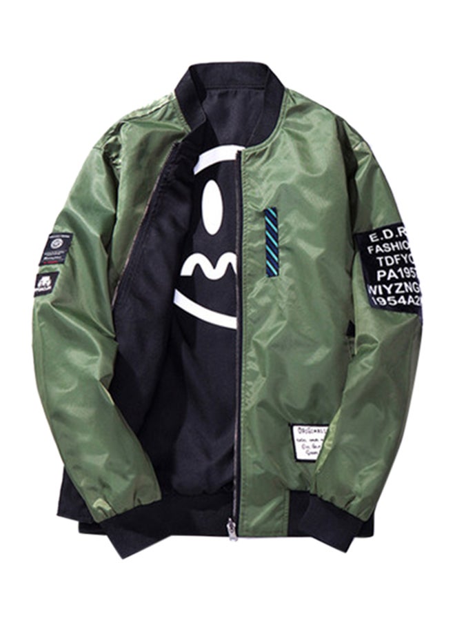 Joychic - Badge Bomber Jacket Green - Image 1