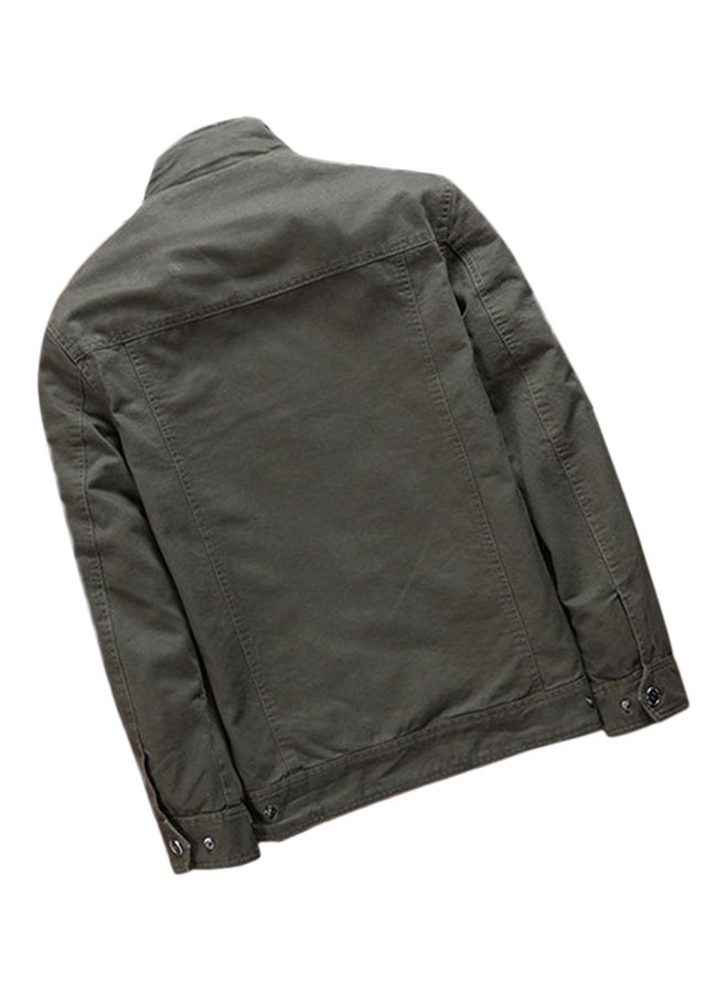 Joychic Flap Pocket Zipper Jacket Green - Image 3