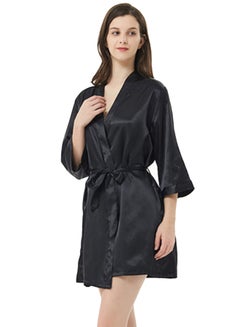 Joychic Solid Belted Robe Black  - Image 3