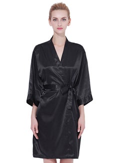 Joychic Solid Belted Robe Black  - Image 1