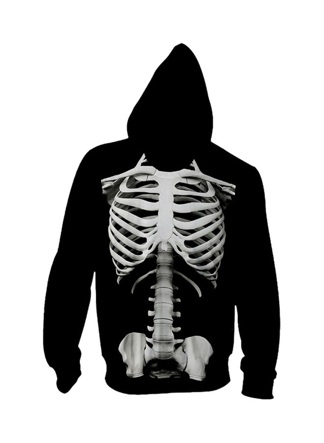 Joychic - 3D Skeleton Print Hooded Jacket Black - Image 1