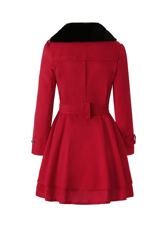 Joychic - Ruffle Hem Trench Coat Red - Image 1