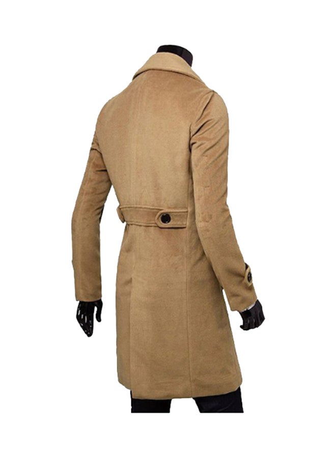 Joychic Button Detail Trench Coat Khaki  - Image 2