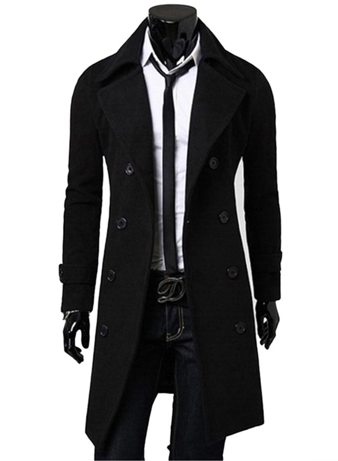 Joychic Button Detail Trench Coat Black  - Image 2