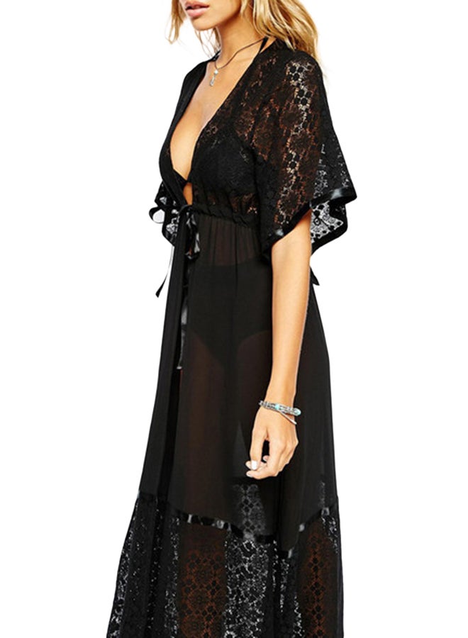 جوي شيك فستان للبيكيني مطرز بالدانتيل أسود - Image 3