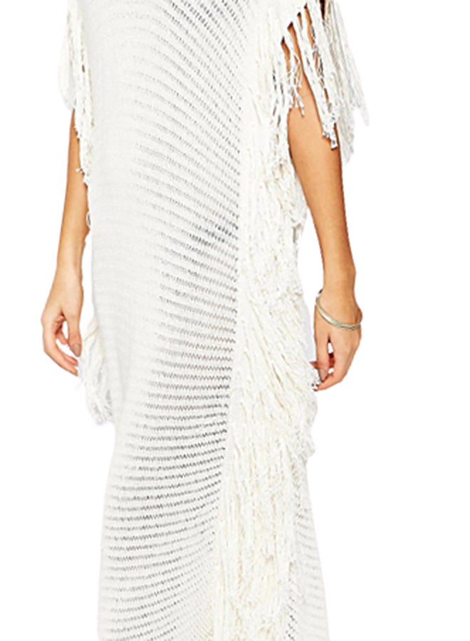 جوي شيك رداء يغطي البيكيني مخطط بشراشيب أبيض - Image 4