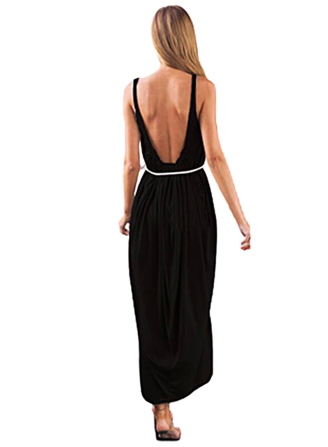 Joychic Solid Scoop Neck Midi Dress Black  - Image 2