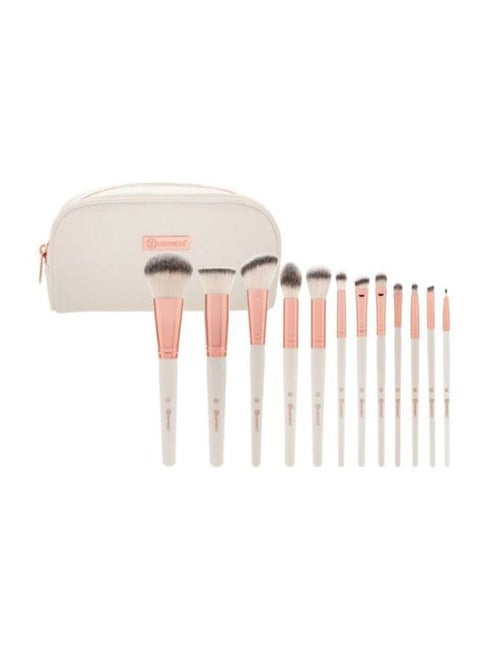 12-Piece Brush Set With Cosmetic Bag Rose Romance