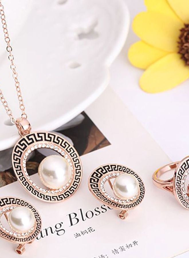Sharpdo - 3-Piece Alloy Pearl Studded Jewelry Set - Image 1