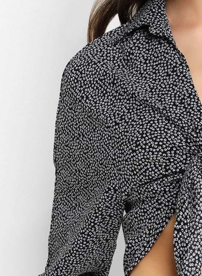 FOREVER 21 - Multi Tie-Up Front Top Black/White - Image 1