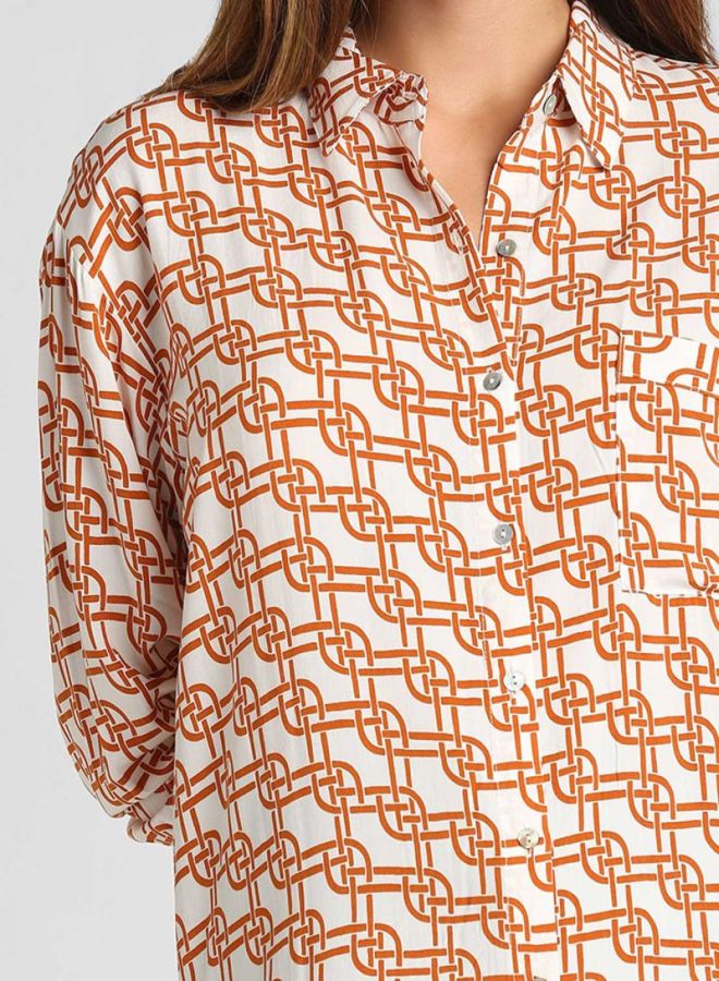 Pattern Print Shirt Tunic Cream/Rust - v1596474644/N30968422V_4