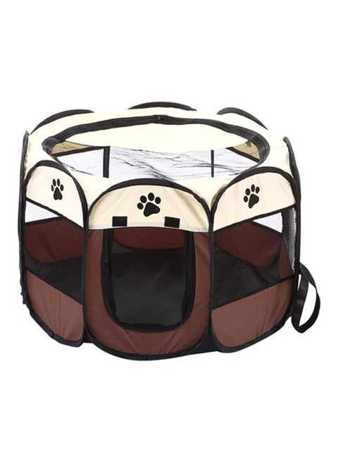 خيمة حيوانات أليفة محمولة بتصميم ثماني للاستخدام الخارجي بيج / بني