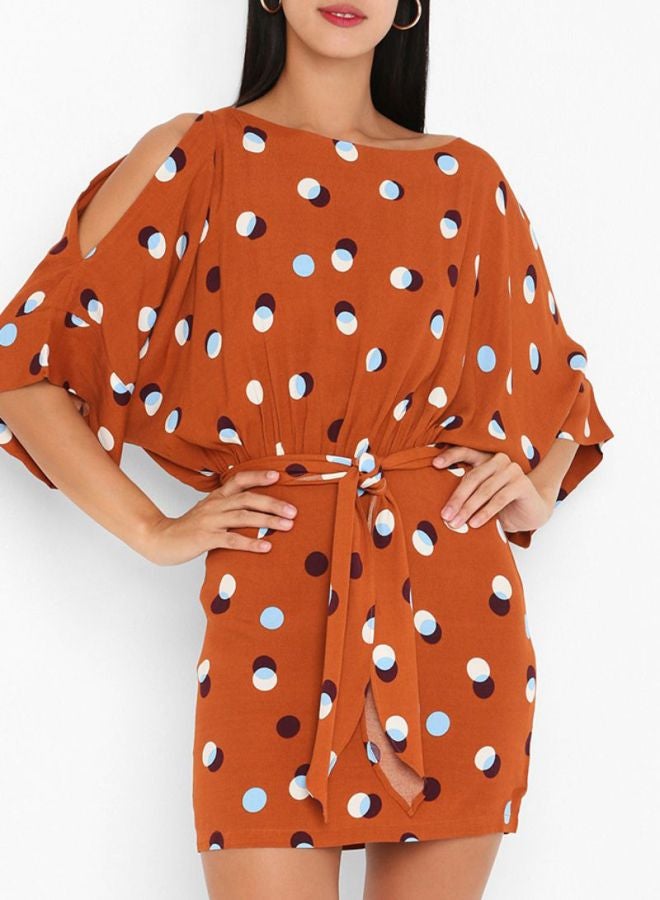 Polka Dot Printed Dress Rust/Burgundy - v1596474712/N30967985V_1