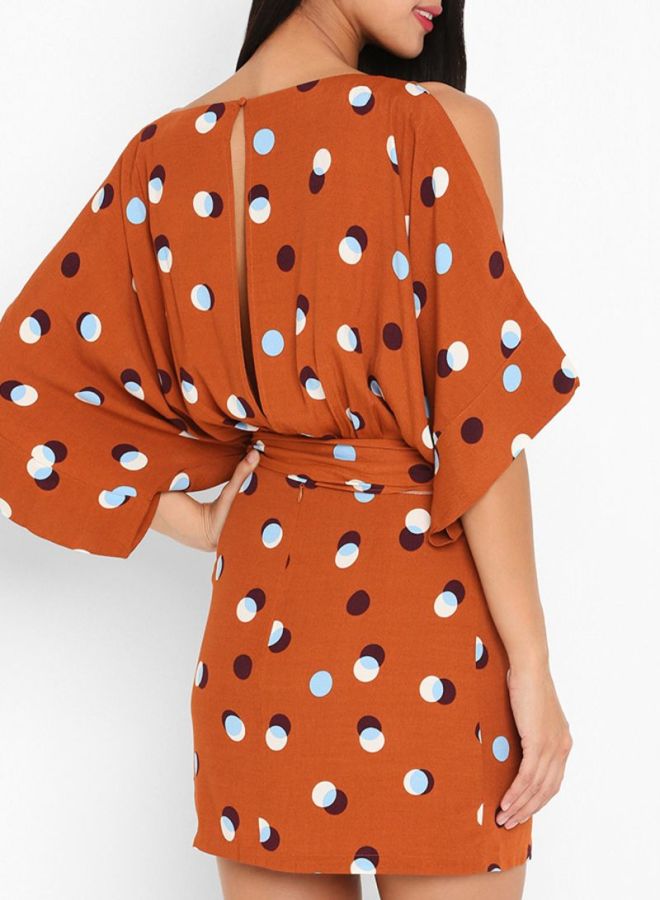 Polka Dot Printed Dress Rust/Burgundy - v1596474712/N30967985V_2