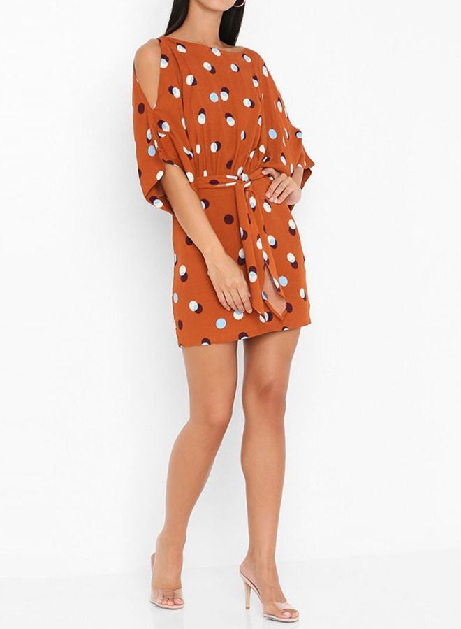 Polka Dot Printed Dress Rust/Burgundy - v1596474713/N30967985V_3