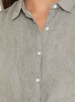 FOREVER 21 Front-Tie Button Down Top Olive  - Image 4