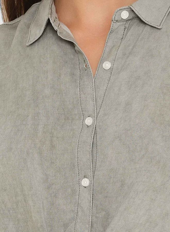 FOREVER 21 Front-Tie Button Down Top Olive  - Image 4