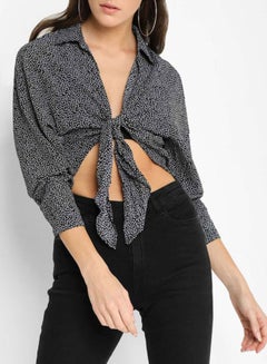 Multi Tie-Up Front Top Black/White