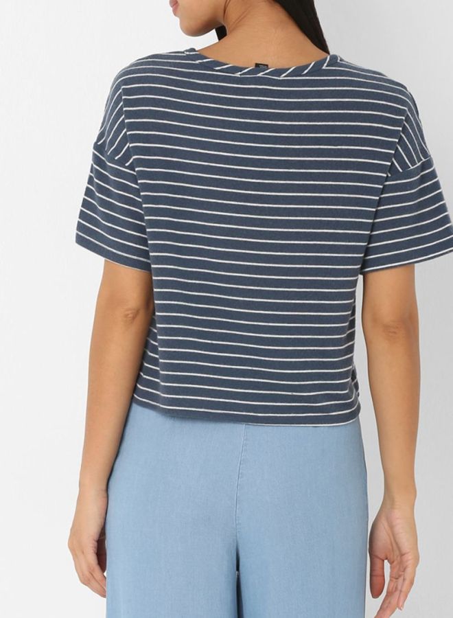 FOREVER 21 Short Sleeves T-Shirt Denim/Cream - Image 2