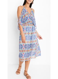 FOREVER 21 Cold Shoulder Midi Dress Multicolour  - Image 1