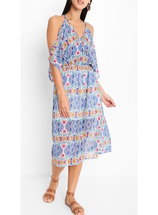 FOREVER 21 Cold Shoulder Midi Dress Multicolour  - Image 1