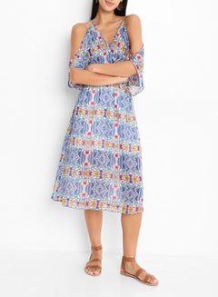 FOREVER 21 Cold Shoulder Midi Dress Multicolour  - Image 3