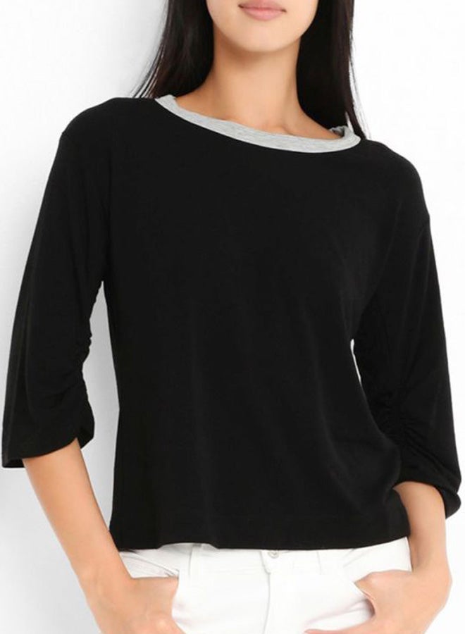 FOREVER 21 Three Quarter Sleeve Simple Top Black  - Image 1