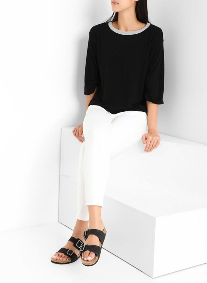 FOREVER 21 Three Quarter Sleeve Simple Top Black  - Image 3