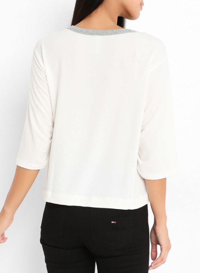 FOREVER 21 Three Quarter Sleeve Simple Top Ivory  - Image 2