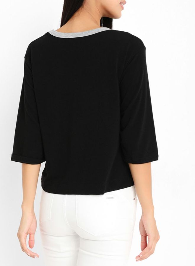 FOREVER 21 Three Quarter Sleeve Simple Top Black  - Image 2