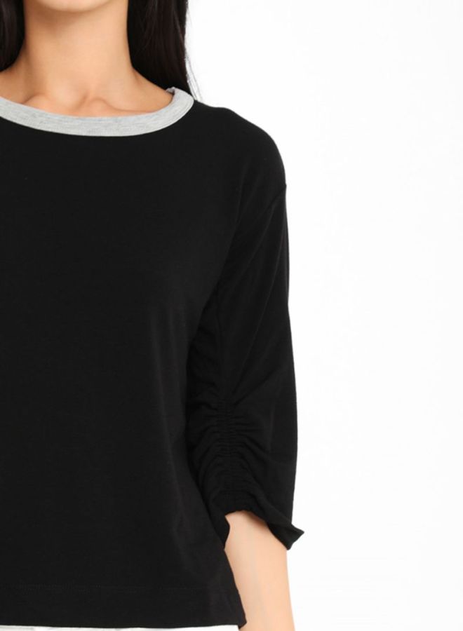 FOREVER 21 Three Quarter Sleeve Simple Top Black  - Image 4