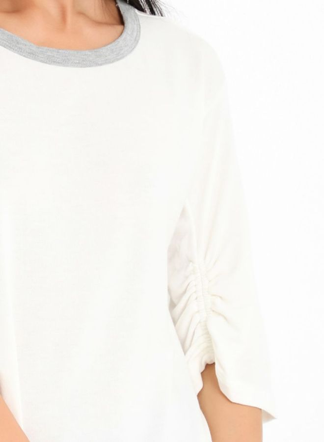 FOREVER 21 Three Quarter Sleeve Simple Top Ivory  - Image 4