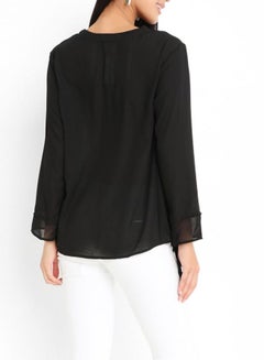 FOREVER 21 Knotted Long Sleeve Hem Top Black  - Image 2
