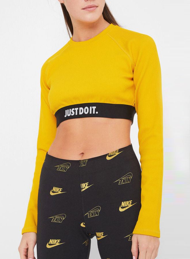 Nike NSW Ribbed Crop Top Yellow/Black/White - Image 1
