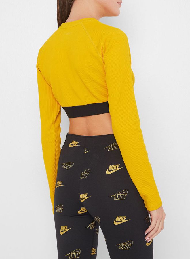 Nike NSW Ribbed Crop Top Yellow/Black/White - Image 2