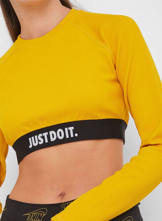 Nike NSW Ribbed Crop Top Yellow/Black/White - Image 4