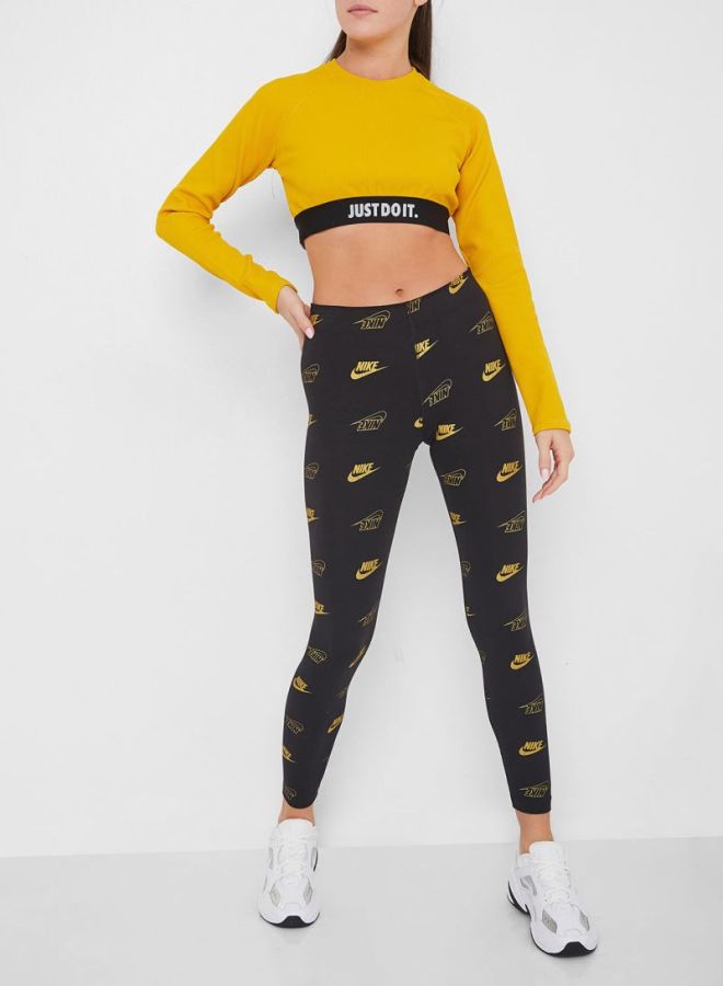 Nike NSW Ribbed Crop Top Yellow/Black/White - Image 3
