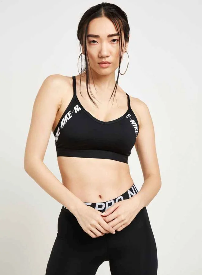 Nike Indy Logo Printed Sports Bra Black/White